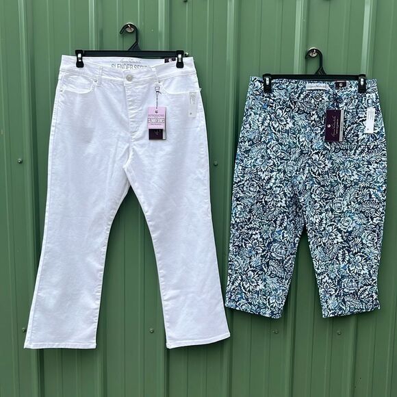Tummy Sculpt  Denim Ankle Boot Jeans & Capri 2-Pack Size 14 - Picture 1 of 16